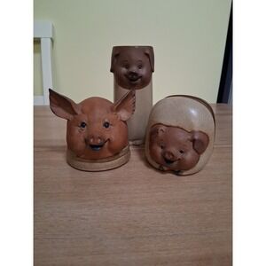 UCTCI Japan Happy Pig Pottery Napkins, Utensils Holder, Pig Head